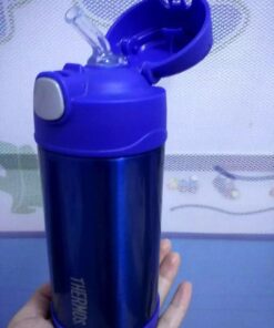 THERMOS FUNTAINER 12 Ounce Stainless Steel Vacuum Insulated Kids Straw Bottle, Blue Solid Color 47 71pnOJgomAL