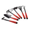 FLORA GUARD 6 Piece Garden Tool Sets - Including Trowel,5-Teeth rake,9-Teeth Leaf rake,Double Hoe 3 prongs, Cultivator, Weeder, Gardening Hand Tools with High Carbon Steel Heads Garden Tools 6-Piece