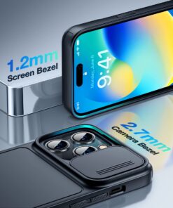 Simtect Designed for iPhone 14 Pro Max Case with Sliding Camera Cover, Shockproof & Mil-Grade Protective Phone Case for iPhone 14 Pro Max 6.7"- Black 1. Space Black 58 71pov8fDsDL 1
