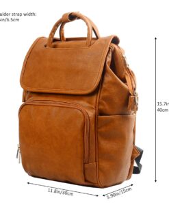 KZNI Leather Diaper Bag Backpack-Travel Diaper Backpack,Nappy Baby Bags for Mom,Unisex Maternity Diaper Bag Brown2 14 71pp e5DxjL