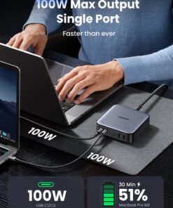 UGREEN 200W USB C Charger, Nexode 6 Ports GaN Desktop Charger, Charging Station Compatible with MacBook Pro/Air M1 M2, iPad Pro/Air, iPhone 15 Pro Max/14, Galaxy S23 Ultra, Steam Deck, Dell XPS 37 71pq8T MeL