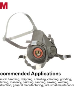 3M Half Facepiece Reusable Respirator 6200, NIOSH, Four-Point Harness, Comfortable Fit, Dual Airline Supplied Air Compatible, Bayonet Connections, Painting, Sanding, Cleaning, Medium 22 71pqjIysXL 1