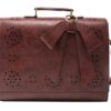ECOSUSI Women's Briefcase Vegan Leather Laptop Bag for Work Shoulder Computer Satchel Bag with Detachable Bow 14 inch Coffee 21 71ptWAU FWL