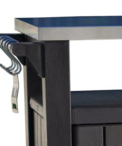 Keter Unity XL Outdoor Kitchen Island Rolling Cart Bar Table & Storage Cabinet, Grill Station with Utensil Hooks for Grilling Accessories, Brown Table and Cabinet 33 71pvOZm4mL