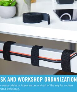 VELCRO Brand ONE-WRAP Double Sided Roll | 45 Ft x 1-1/2 In | Cut to Length Straps Heavy Duty | Bundling Ties Fasten to Themselves for Secure Hold, Black (91881) Hook and Loop Straps 30 71pvsORnLfL