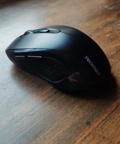 TECKNET Bluetooth Mouse, Wireless Mouse for Laptop 2-in-1(Bluetooth 5.0/3.0+2.4Ghz) Computer Mouse, Portable Ergonomic PC Wireless Mouse with USB Receiver, Compatible with MacBook Pro Air Chromebook Black 43 71pyw imH1L