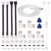 iCreating 4 Pin LED connectors, 4-pin LED Strip Connector Kit Includes LED Connectors L Shape for Strip Lights 4Pin 10mm LED Strip Light Connectors for Controller 4 Pin LED Connectors Jumper 3.3ft 12 71pzD2uMyL