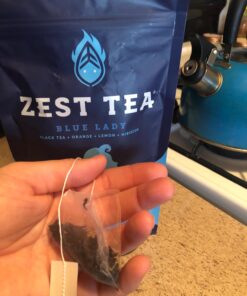Zest 150mg High Caffeine Energy Leaf Blend - Blue Lady Black Tea - 20 Pack Bag - Hot or Iced - All Natural Strong Flavored Healthy Coffee Alternative Highly Caffeinated Substitute - Perfect for Keto 20 Count (Pack of 1) 38 71q 2aekavL