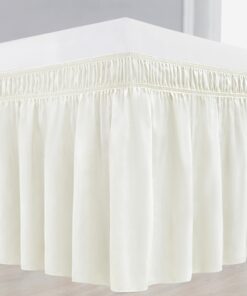 Alternative view of Biscaynebay Wrap Around Bed Skirts for Queen Beds 15" Drop, Ivory Adjustable Elastic Dust Ruffles Easy Fit Wrinkle & Fade Resistant Silky Luxurious Fabric Machine Washable Queen-15" Drop