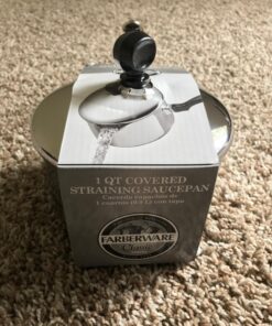 Farberware Classic Stainless Steel 1-Quart Covered Straining Saucepan, Silver Saucepan w/ Straining Lid (1 Quart) 21 71q LhMoPZL