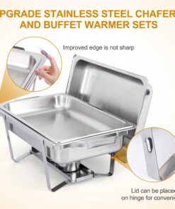 6 Pack Chafing Dish Buffet Set 8 Qt Stainless Steel Complete Chafer Set Catering Warmer Set with Water Pan, Fuel Holder for Parties, Dinners, Catering, Buffet and Weddings 6 13 71q Z3WhEJL 1