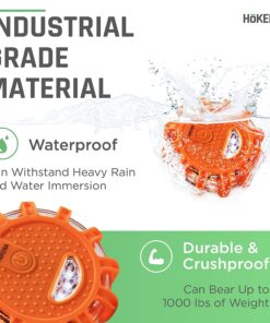 HOKENA LED Road Flares 9 Piece Set, Emergency Lights Complete Car Safety Kit, Roadside Warning Flare Beacon Disc for Vehicle & Boat with Magnetic Base, with Batteries, Seatbelt Cutter & Window Breaker 3 Flares 32 71q0CZFyfnL