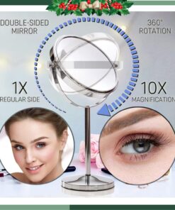 MIRRORVANA 10X Magnifying Makeup Mirror on Stand for Bedroom and Bathroom, Free Standing Desk & Table Mirror, Double Sided 10X/1X Magnification, 35cm Tall 18cm Wide 18cm (7-inch) Diameter 21 71q1r4EYEHL