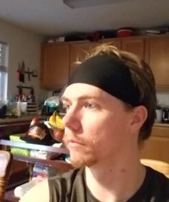 Headbands for Men and Women - Mens Sweatband & Sports Headband Moisture Wicking Workout Sweatbands for Running, Cross Training, Yoga and Bike Helmet Friendly Black 37 71q20hOp5CL 3