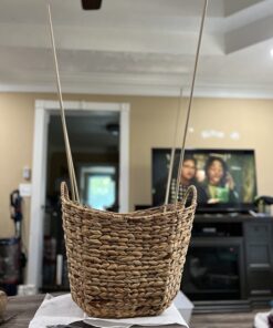 Household Essentials ML-4002 Tall Water Hyacinth Wicker Basket with Handles | Natural, Brown, Natural 43 71q2SfYZhdL