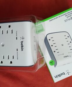 Belkin 6-Outlet Wall Surge Protector w/ 2 USB Ports - Wall Mountable w/ Premium Protection Against Surges - Safe Charge for Mobile Devices, Tablets, Small Appliances, & More - 900 Joules of Protection Wall Mount 6-Outlet with USB Power Strip 43 71q3hqiXfCL 1