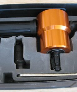 REXBETI Double Headed Sheet Metal Nibbler, Drill Attachment Metal Cutter with Extra Punch and Die, 1 Cutting Hole Accessory and 1 Step Drill Bit, Perfect for Straight Curve and Circle Cutting (Gold) 36 71q3yIad8FL