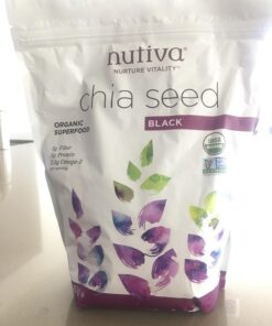 Nutiva USDA Organic Premium Nutrient-Dense Raw Black Chia Seeds with 3g Protein & 5g Fiber for Salads, Yogurt & Smoothies, Non-GMO, Vegan, Gluten-Free, Keto & Paleo, 32 Ounce (Pack of 1) 32 Ounce (Pack of 1) 53 71q4OpY7gJL