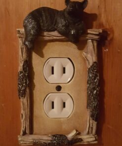 Rivers Edge Products Duplex Outlet Cover Plate, Single-Gang Receptacle Cover, Poly-Resin Wall Outlet Cover, Hand-Painted Decorative Electrical Wall Plate, Screws Included, Bear Receptacle Single - Bear 13 71q5AQ2HqNL