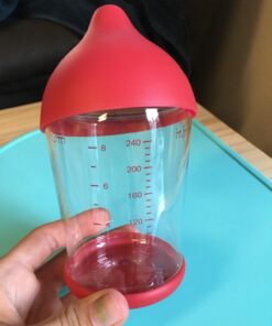 mimijumi Baby Bottle (2 pcs.) Very Hungry 8 oz Bottle with Slow Flow, Lighter Nipple - Medical Grade Silicone Anti-Colic Baby Bottles for Breastfed Babies - Newborns 0-6 Months 8oz (Slow Flow) 71 71q5k2NBfbL