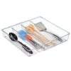 mDesign Plastic Adjustable/Expandable Divided Drawer Storage Organizer with 4 Compartments for Kitchen Pantry, Cupboard, Cabinet, Hold Silverware, Utensils, Cutlery - Ligne Collection - Clear 4 Compartment Expandable Pack of 1 46 71q7bcbNoaL