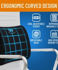 Everlasting Comfort The Original Lumbar Support Pillow - Improves Posture, Promotes Back Pain Relief - Superior Office Chair Back Support for Gaming and Desk Chairs - Lumbar Pillow for Car, Couch Black 25 71qAwcSyehL
