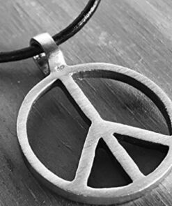 Trilogy Jewelry Pewter Classic Peace Sign Love Hippie Pendant on Leather Necklace 11 71qBAU5J32L
