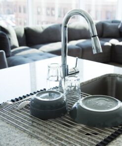 Alternative view of UpGood Rolling Sink Rack XL - 20.2" x 15.7" Stainless Steel Over The Sink Roll Up Dish Drying Rack | Rollable, Foldable, and Easy to Store (Black, Drainer