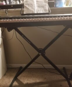 Hamzer 61-Key Electronic Piano Electric Organ Music Keyboard with Stand, Microphone, & Sticker Sheet - Black 31 71qCM2I9EUL