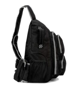 K-Cliffs Heavy Duty Sling Backpack Water-Resistant Laptop Bookbag Body Bag Bright Color Safety Reflective Stipe Black V2 11 71qE h460oL