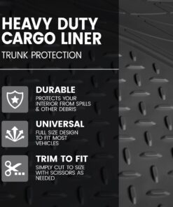 Alternative view of BDK-MT-785 Heavy Duty Cargo Liner Floor Mat-All Weather Trunk Protection, Trimmable to Fit & Durable HD Rubber Protection for Car SUV Sedan Auto - Black