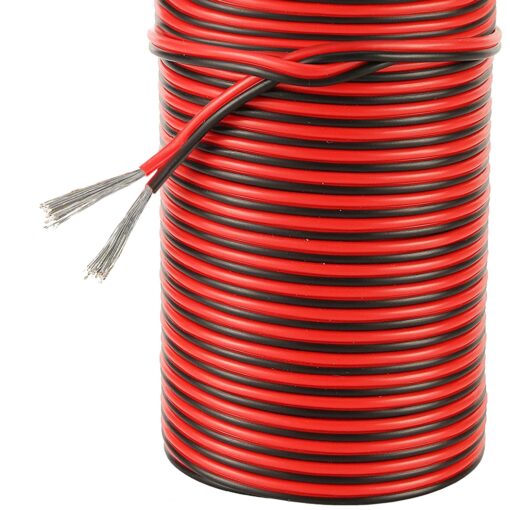 20 Gauge 2Pin Extension Wire, EvZ 20AWG 2 Conductor Parallel Electric Cable Cord for Led Strips Single Color 3528 5050, Red Black, 66ft/20M 66ft / 20M