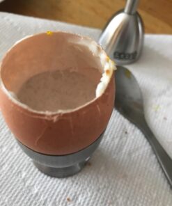 Egg Cups For Soft Boiled Eggs with Spoons - Egg & Cracker Tool Set - Stainless Steel Egg Opener Topper & Cutter - Hard Boiled Egg Holder Tool by Eparé Yellow Rubber Handle 36 71qErqNeAHL