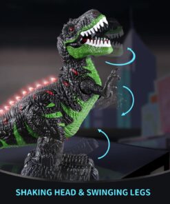 TEMI 8 Channels 2.4G Remote Control Dinosaur Toys for Kids 3 4 5 6 7 Years, Electric Stunt RC Walking T- Rex Toy with Lights and Sounds Powered by Rechargeable Battery, Gift for Boys 1 pack with remote 26 71qF97i9NPL