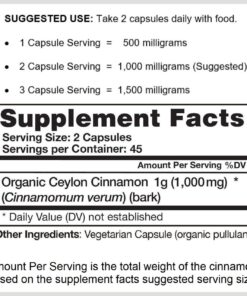 Organic Ceylon Cinnamon (100% Certified) Supplement, 90 Capsules by Ceylon Cinnamon Shop 8 71qFbCtLSiL