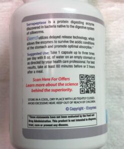 iSerra 250,000 SPU Serrapeptase Enzyme - 90 Maximum Strength Capsules - Up to 12x More Potent Than Other Serrapaptase - Delayed Release Technology-High Potency Non-GMO, Gluten Free, Vegan (Pack of 1) 90 Count (Pack of 1) 26 71qG7wcjuLL