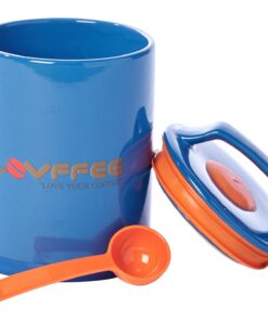 LOVFFEE Blue Ceramic Premium Coffee Container with Scoop. Hold 1 LB Whole Bean or Ground Bean. 10 71qHK2gTxCL