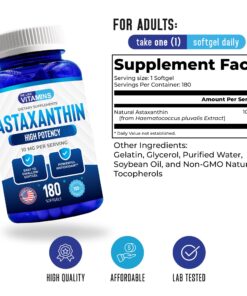 WeLikeVitamins Astaxanthin 10mg Softgel - Highly Potent Organic Astaxanthin Supplements From Haematococcus Pluvialis - Improves Eye, Joint, Skin Health & Energy Levels - 180 Servings, 6 Month Supply 10 71qHc48WUoL