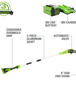 Alternative view of Greenworks 40V 8-Inch Cordless Polesaw, 2.0Ah Battery and Charger Included PS40B210 Polesaw (2.0Ah)