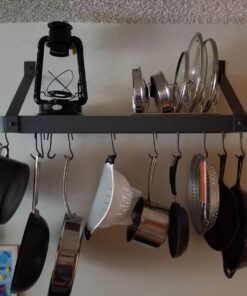 Old Dutch Wall-Mount Bookshelf Pot Rack with Grid & 12 Hooks, Graphite, 36.25" x 9" x 11.5" 25 71qJ4iMezYL