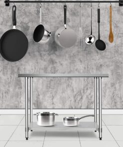 WATERJOY 48" x 30" Stainless Steel Table for Prep & Work Commercial Heavy Duty Kitchen Table with Adjustable Shelf and Wheels Installable(Without Wheel) 48" x 30" Without Wheel 33 71qJUTMCU1L 3
