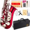 Glory Red/Silver keys E Flat Alto Saxophone with 11reeds,8 Pads cushions,case,carekit 2 71qL1pNp8RL