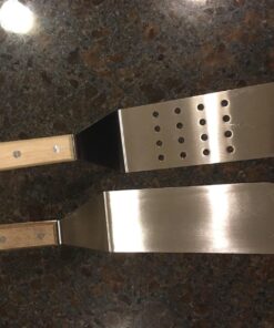 Grill, Dump Truck, Stainless Steel, Riveted Smooth Wooden Handle, Commercial Grade, a Perforated Solid Spatula, 2-piece Set 12 71qLMSWU7PL