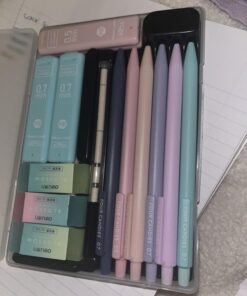 Four Candies Cute Mechanical Pencil Set, 6PCS Pastel Pencils 0.5mm & 0.7mm with 360PCS HB Pencil Leads, 3PCS Erasers and 9PCS Eraser Refills, Aesthetic Mechanical Pencils for Girls Writing 0.5&0.7 mm 45 71qLgWq3WUL