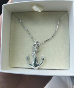 Honolulu Jewelry Company Sterling Silver Ship Anchor and Rope Nautical Necklace Pendant with 18" Box Chain 17 71qMMWgBDCL