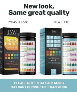 Hot Tub and Pool Test Strips - 6in1 Quick & Accurate Hot Tub, Spa, Pool Test Strips - 100 Water Test Strips, Water Test Kit with E-Book - Test Chlorine, Bromine, pH, Hardness, Alkalinity - JNW Direct 16 71qN0FbyOML