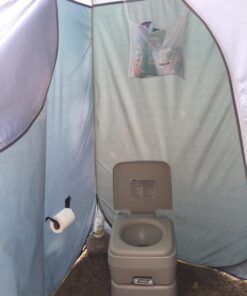 Camco 5.3-Gallon Portable Travel Toilet | Features Detachable Holding Tank w/Sealing Slide Valve & Bellow-Type Flush | Easy Transport w/Compact Lightweight Design & Carry Handle | Gray (41541) 5.3 Gallon 51 71qO4S63gL