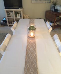 Gee Di Moda Rectangle Tablecloth - 60 x 102 Inch White Table Cloth for 6 Foot Rectangle Table - Heavy Duty Washable Fabric - for 6 Ft Buffet Table, Holiday Party, Dinner, Wedding & Baby Shower 60 x 102 inch Rectangle 37 71qPKHv1DKL 3
