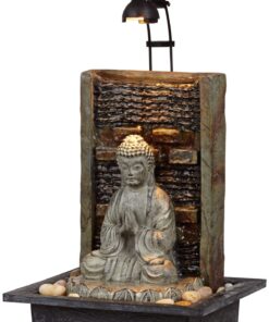 Namaste Zen Buddha Tabletop Water Fountain 11 1/2" Waterfall with LED Light for Indoor Table Desk - John Timberland 21 71qQivR6W0L