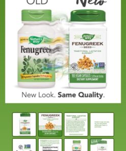 Nature's Way Fenugreek Seed, Traditional Lactation/Breastfeeding Support*, 1,130 mg, 180 Vegan Capsules 180 Count (Pack of 1) 36 71qSn82lz8L